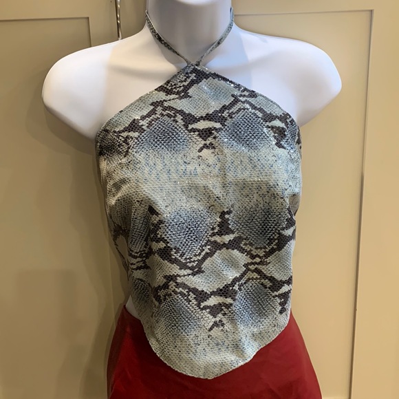 Oscar Leopold lace-up backless leather top - size L - Picture 1 of 10